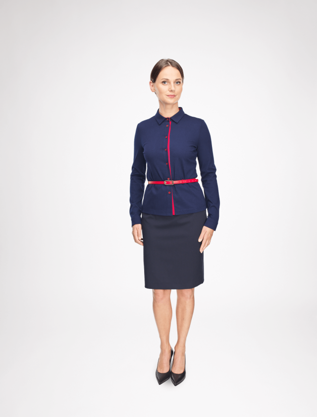 Jersey polo shirt with long sleeves